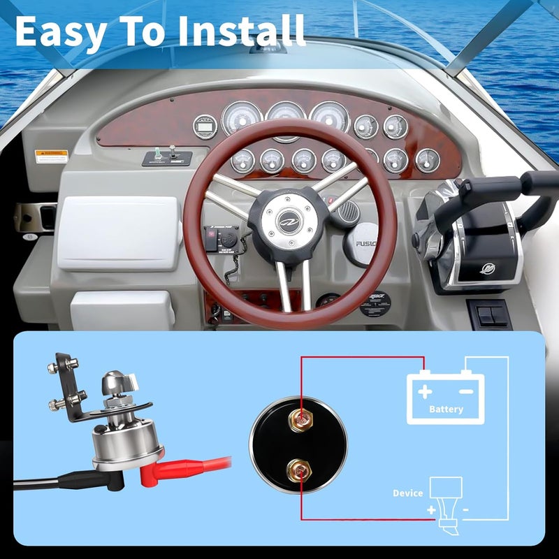 FASTSTORM 200A 12-48V High Current Master Battery Disconnect Switch Battery Power Cut Off Isolator Killer Switch with Face Plate for Car Vehicle RV Truck Boat Marine ATV - Image 4